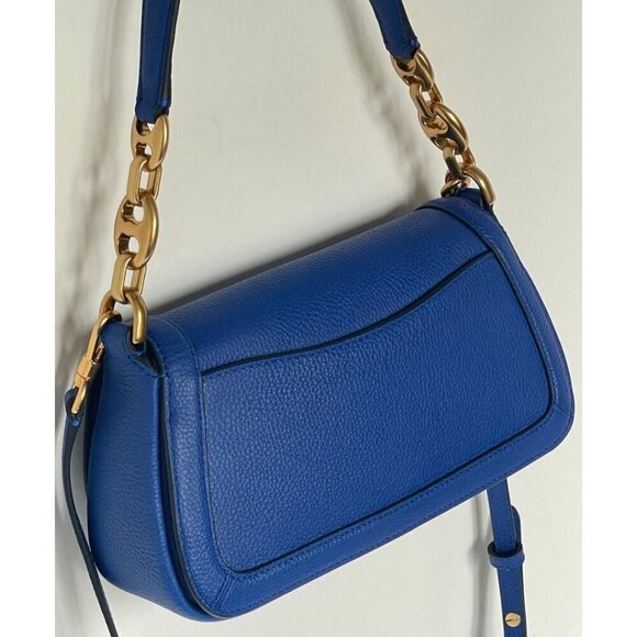 Kate Spade Gramercy Small Flap Shoulder Bag Blueberry Leather Crossbody Chain - Picture 5 of 16